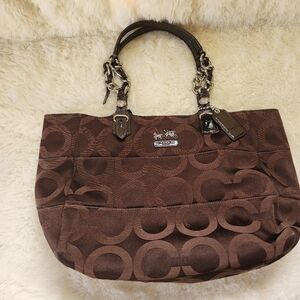 Coach Brown Tribeca Madison Op Art Signature Tote Bag